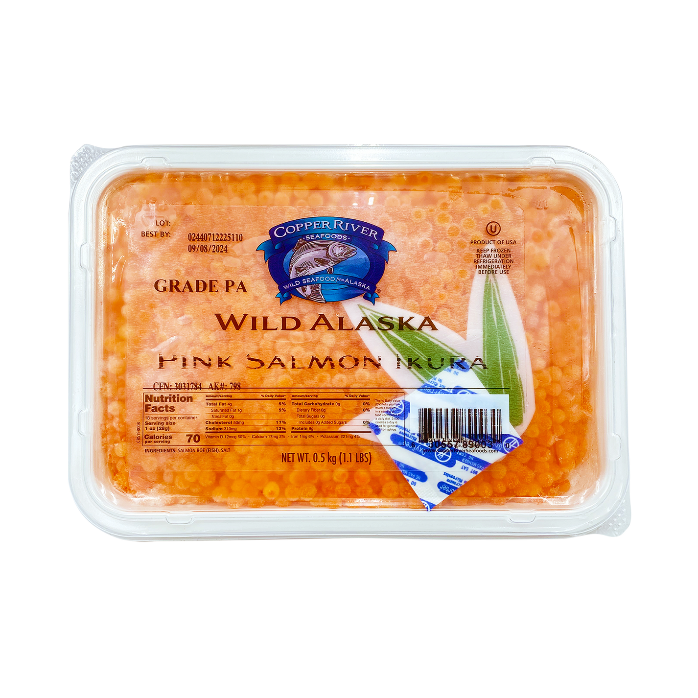 Wild Alaskan Pink Salmon Caviar, 500g Concord Caviar